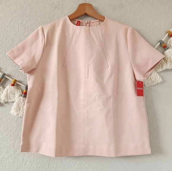 Spanx The Perfect Funnel Top In Pale Pink Crewneck Office Contemporary NWT M - Picture 1 of 11